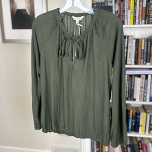 NWT Lucky Brand long sleeve peasant blouse, small, green